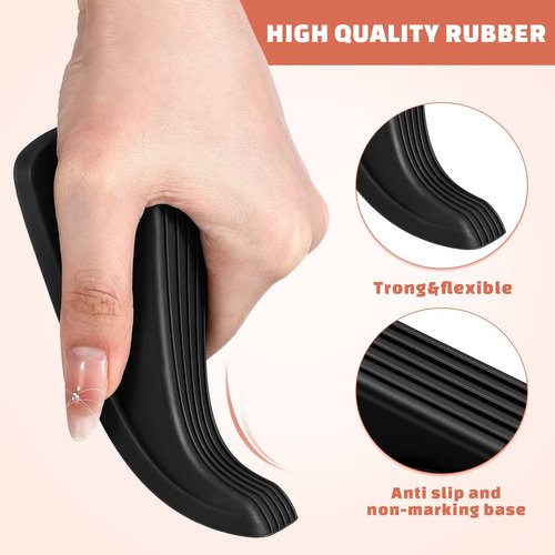 Frienda 48 Pcs Door Stoppers Bulk Rubber Stop Height up to 1.2 Inches Wedge Stopper for Heavy Duty Door Bottom Carpet Tile Concrete Wooden Floor (Black)