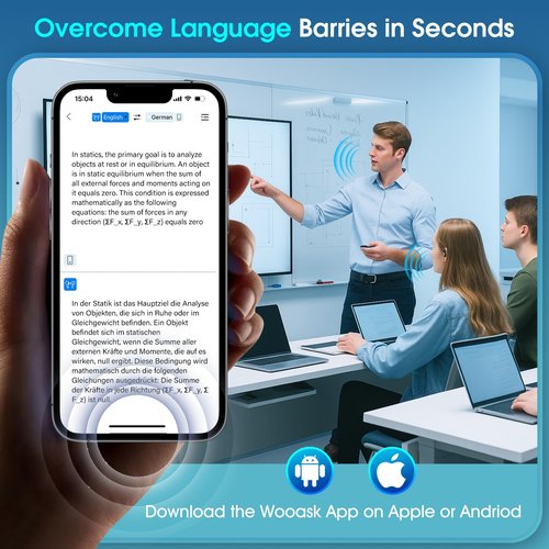AI Translation Earbuds Real Time, 2025 Upgraded 6-in-1 Instant Translator with 144 Online & 11 Offline Languages, Voice/Video Call, Wireless OWS Translating Earbuds for Business Travel Learning