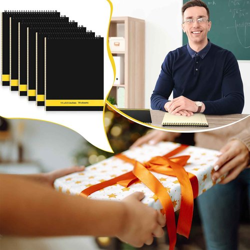 Resurhang 6 Pcs Legal Pad Top Spiral Bound Notebook 70 Sheets Wirebound Notepad Double Sided Ruled Memo Steno Pad with Stiff Back Cover for Business(8.5 x 11 Inches,No Holes,Yellow)