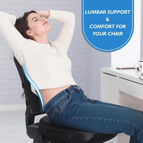 TushGuard Office Chair Cushions with Handles, Back&Seat Cushion, Sciatica & Back Coccyx Tailbone Discomfort Easing Chair Pad, Memory Foam Lumbar Support Pillow for Gaming, Desk, Wheelchair, Car(Black)