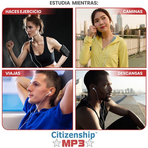 US Citizenship Test Study Guide 2025 Audio. CitizenshipMP3. Ciudadania Americana Spanish and English. USCIS 100 Preguntas y Respuestas Audios en Ingles y Español. Incluye Reproductor.