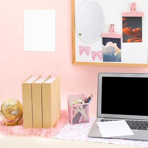Newtay 14 Pcs Pink Locker Accessories Kit - Magnetic Locker Organizer Decorations with Bow Wallpaper, Mirror, Whiteboard, Dry Erase Pen, Pen Holder, Area Rug, Clips, Magnets for Dorm Office Gym