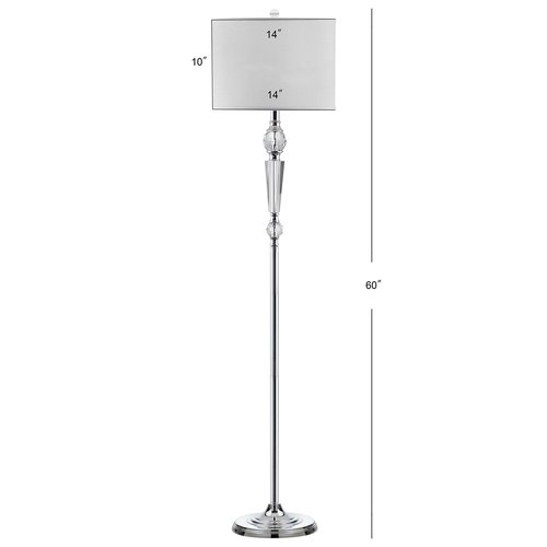 SAFAVIEH Lighting Collection Savannah Clear Crystal/ Chrome 60-inch Living Room Bedroom Home Office Standing Floor Lamp (LED Bulb Included)