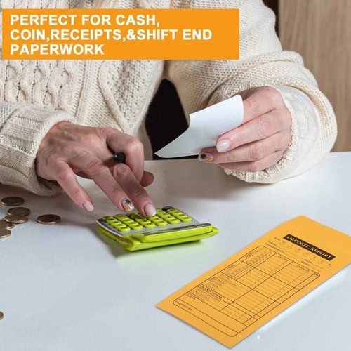 Qilery 1000 Pieces Cash Deposit Envelopes Bulk 4 1/8'' x 9 1/2'' Cashier Drop Envelopes Budgeting Planning Bank for Cash Small Business Retailers Restaurants Kraft(Yellow)