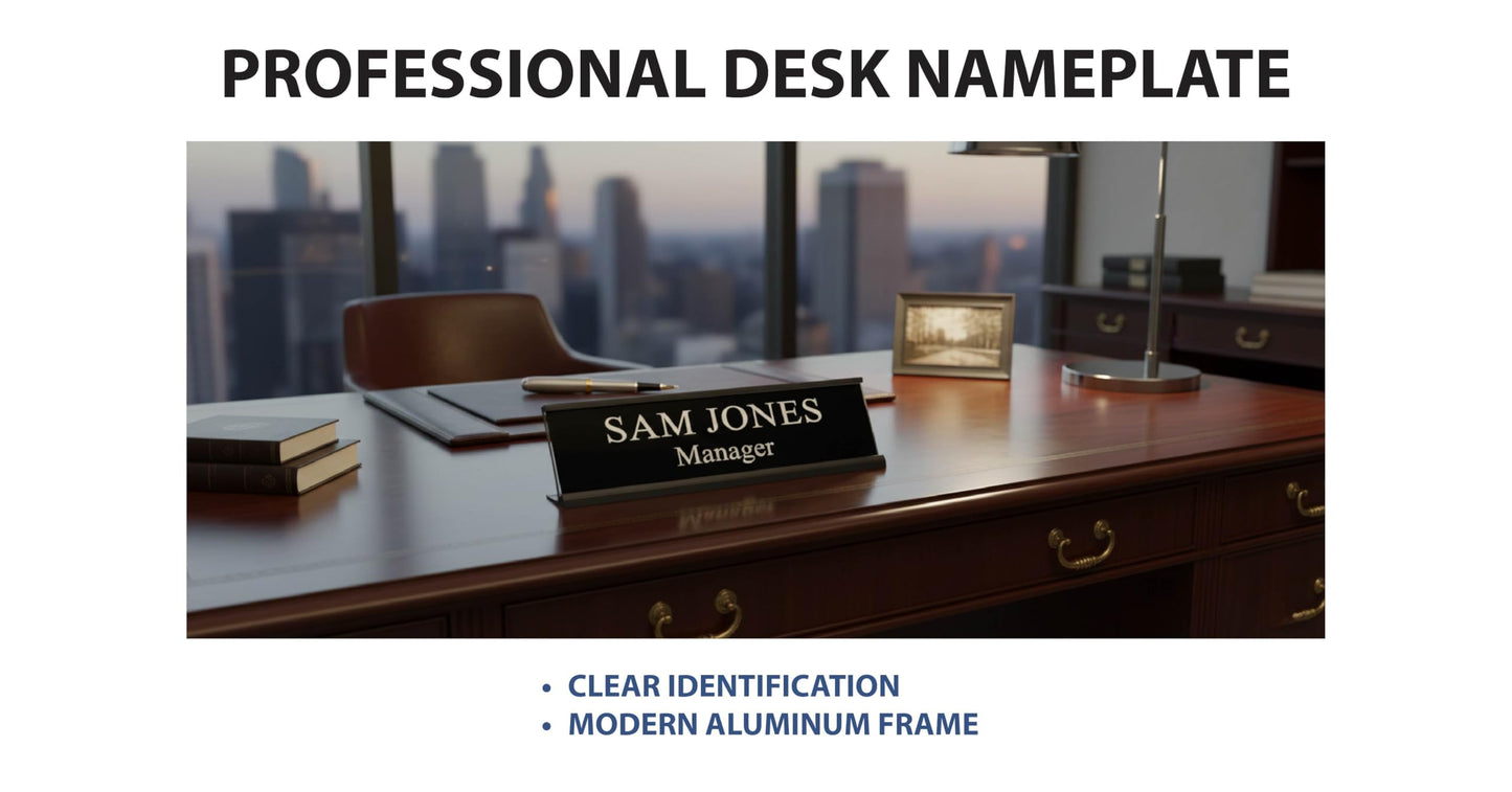 2" x 10" Aluminum Office Desk Nameplate Sign Holder (Rose Gold) 1 Pack