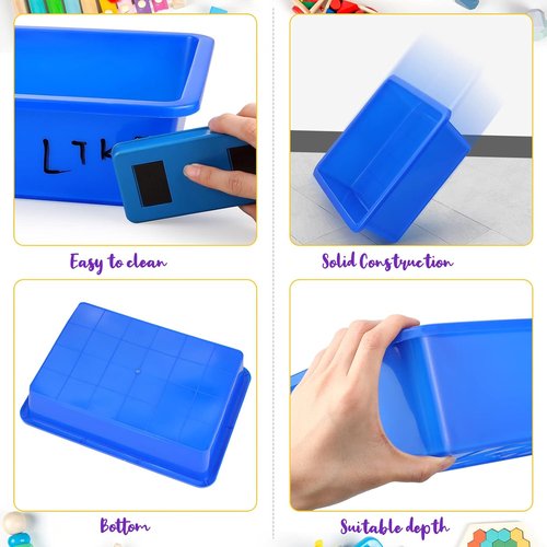 Hoteam Flat Storage Organizer Tray - 10 Pcs Stackable Plastic Bins for Classroom & Office | Multicolor, 13.78 x 9.84 x 3.15 Inch