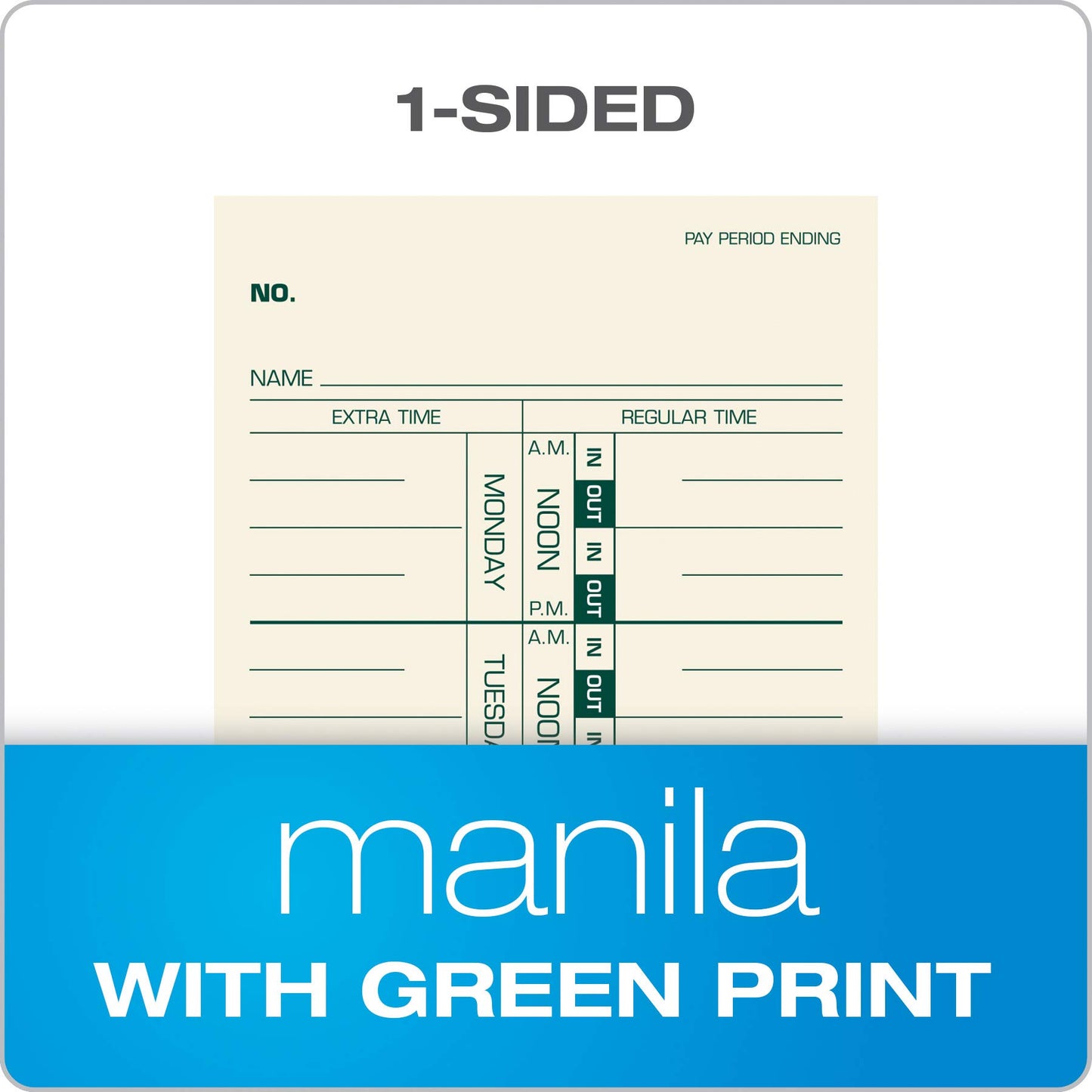 TOPS Weekly Employee Time Cards - One Sided Time Tracking Cards, Green Ink Print, 9" x 3.5", Manila Stock, Payroll Attendance Record, Ideal for Small to Large Businesses - 500 Cards (Pack of 1)