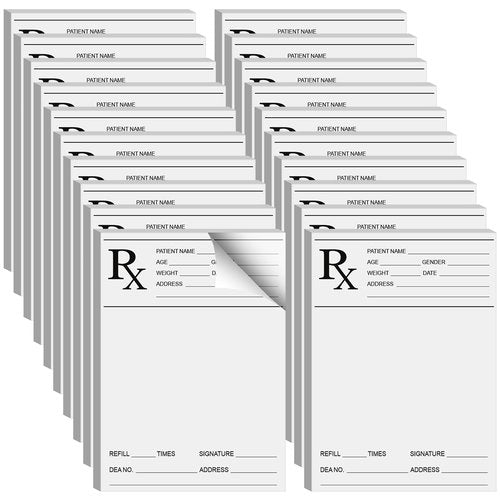 Watersay 20 Pack 5.5x8.5 Inch Prescription Pad for Doctor Pharmacist Rx Notepad 100 Sheets Doctor Prescription Paper Per Pad Pharmacist Memos for Office Working Gift