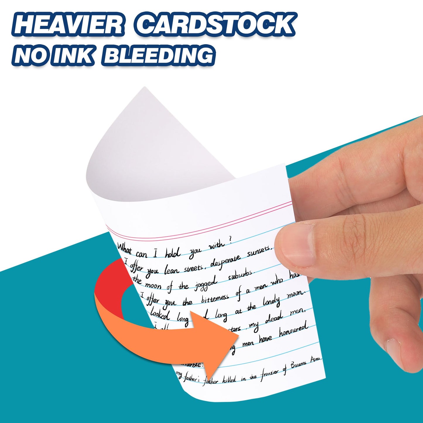 Chell Extra Heavyweight Ruled Index Cards 3x5 Inch, No Bleed-Through, 100 Count, Ruled Front and Blank Back, 85 lb. Cover Weight, White