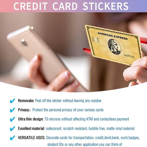 Credit Card Stickers, American Express for Credit Card Skin, Debit Card Sticker, Personalized Bank Card Sticker Cover, Credit Card Decal, Waterproof Card Covers (A-4 Pcs)
