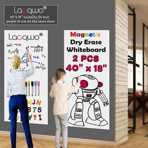 2 Pcs Magnetic Dry Erase White Board Contact Paper for Wall 40"x 18" Adhesive Whiteboard Sticker Roll with 53 Magnet Letters for Kids Peel and Stick Whiteboard Wallpaper Magnetic Pain