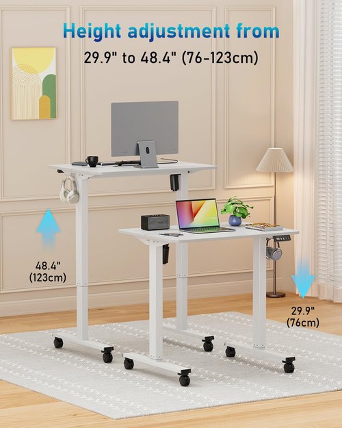 Xyndyx Small Height Adjustable Electric Standing Desk, 31.5" x 23.6" Sit Stand up Desk with Splice Board, Ergonomic Rising Computer Home Office Desk Table with Memory Preset, White Frame/White Top