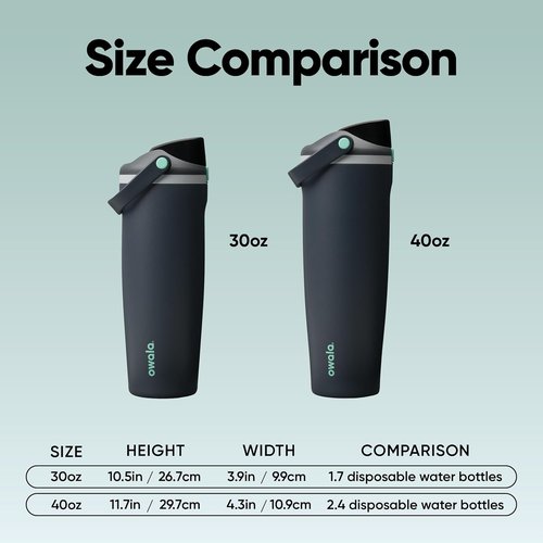 Owala FreeSip Sway Insulated Water Bottle - 30oz Stainless Steel, Two-Way Spout & Built-In Straw, Foggy Tide