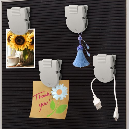 OXOB 24pcs Cubicle Clips for Fabric Walls, Plastic Stainless Steel Push Pin Clips Fabric Panel Pins Cubicle Hooks Accessories for Hanging Photos, Notes, Memos, Data Cables (Gray)