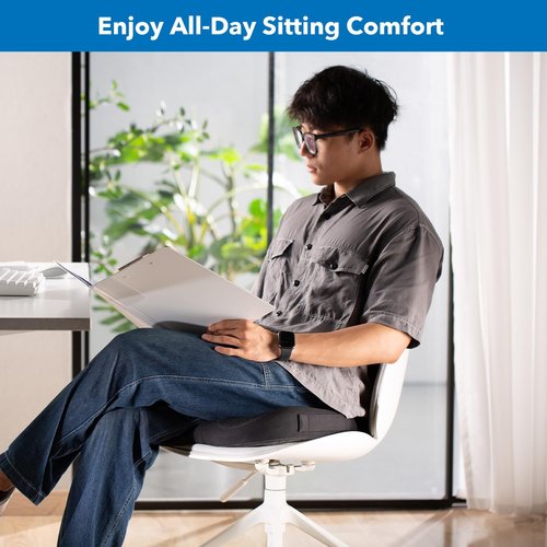 Mount-It! Office Seat Cushion, Premium Lumbar Support, Memory Foam, Gel Filling, Ergonomic Comfort Chair, Use in Car, at Desk, Home, Back, Hip Sciatica Cushions - Washable Cover in Black…
