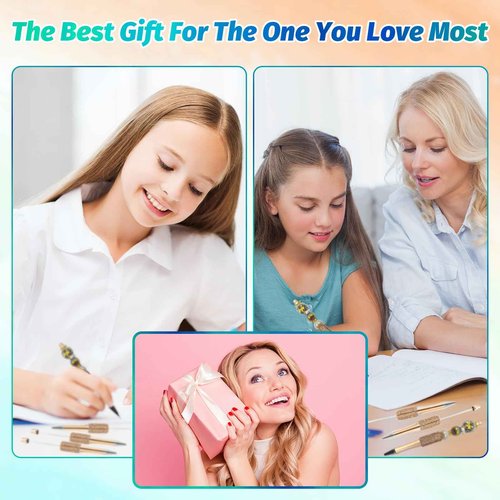 DASTTUIS 150 Pcs DIY Diamond Beadable Pen Kit - 50 Plastic Rhinestone Beaded Pens Bulk with Refills & Bags - Fancy Cute Glitter Pens for Crafting, Students & Teachers – School Supplies (Gold)