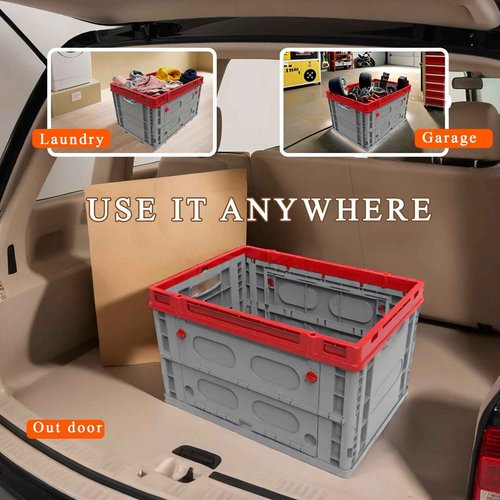 flowmultiply Collapsible Utility Crate, Expanded Dimensions(21.3Gal), Side-Opening Storage Bins, Plastic Stackable Containers, Use It As Kids Toy Box,Laundry Basket, Food Storage, Etc (2PK-Black)