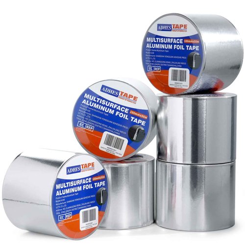 ADHES Premium Aluminum Foil Tape, 4 Inch x 164 Feet (55 Yards), 6Rolls Heat Proof Tape Withstand from 80°C to 100°C, Metal Duct Tape for HVAC, Sealing & Patching, Dryer Vents Pipe