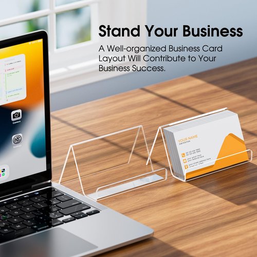 MaxGear Acrylic Business Card Holder for Desk, Multiple Premium Business Card Stand for Workspace, Clear Plastic Name Cards Display Holder for Exhibition, Home and Office, Capacity: 50 Cards, 6 Pack