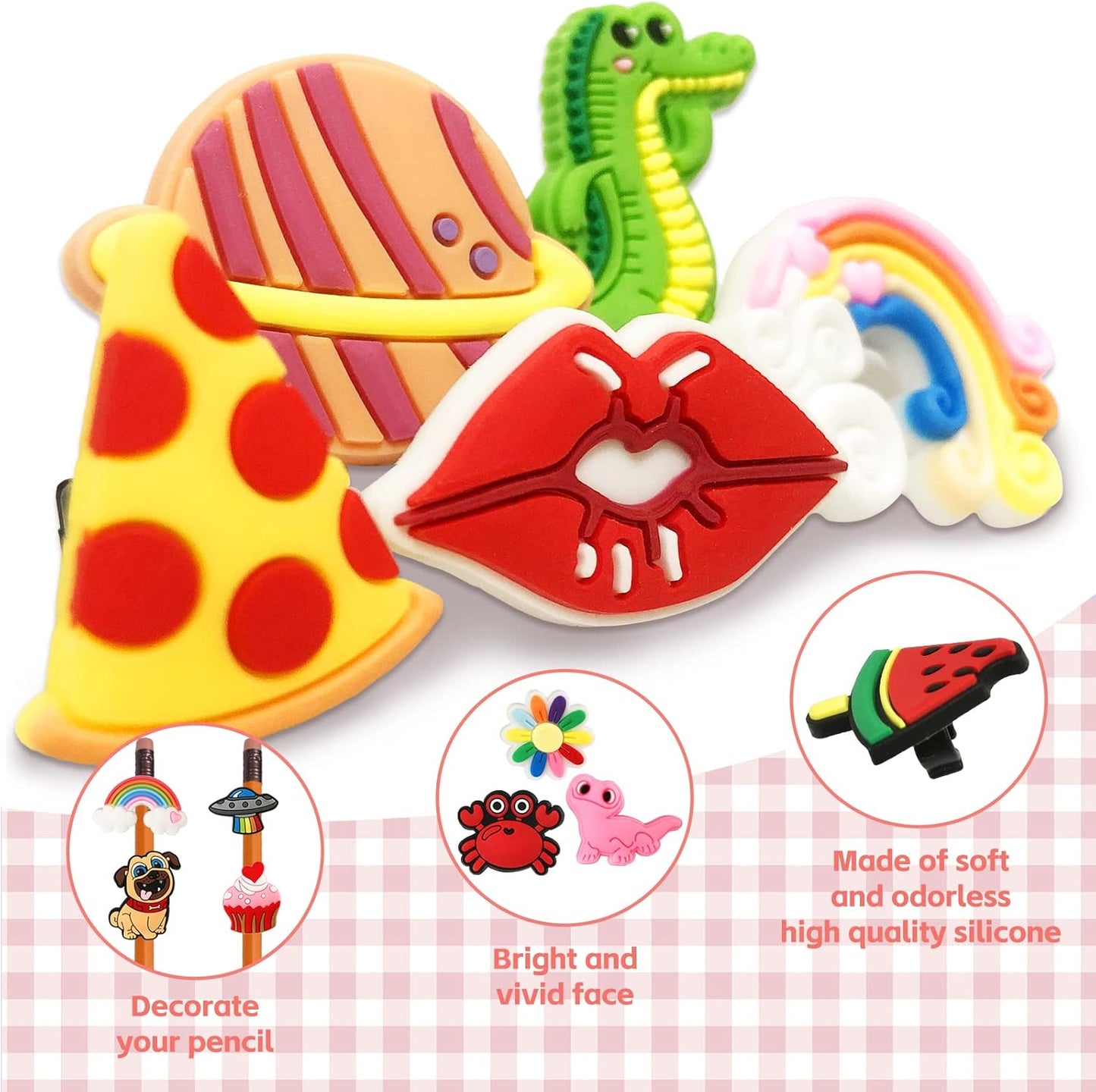 Zddaoole Cute Pencil Toppers - 60 Pcs Assorted Designs for School Prizes & Classroom Rewards