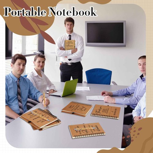 Glenmal 60 Pcs Thank You Gift Set Include Spiral Inspirational Notebooks Retractable Motivational Pens Employee Appreciation Gift Bulk Ruled Kraft Notebook Bamboo Thank You Pen for Teacher Coworker