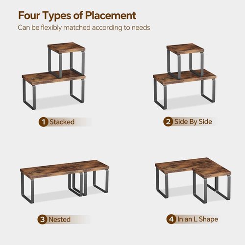 2 Sets Wooden Desktop Organizer Shelf, 2-Tier Adjustable Freestanding Bookshelf Desk Shelf, Stackable Desk Organizer for Office, Dorm, Bedroom, Space Saving, Easy Assembly, Rustic Brown (2 Pack)