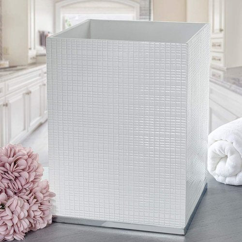 Creative Scents Estella Waste Basket for Bathroom 1.98 Gal / 7.5L - Small White Bathroom Trash Can - Decorative Small Garbage Can - Durable Space Friendly Wastebasket