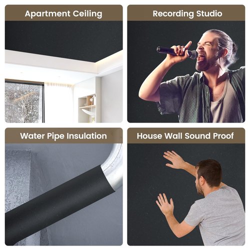 Kaqiluo 2 Pack High Density Self-Adhesive Sound Insulation Acoustic Closed Cell Foam, 0.4" x 12" x 71", 10 mm Thick,11.6 sqft Sound Proof Padding,Fire,Water Resistant Acoustic Treatment Foam