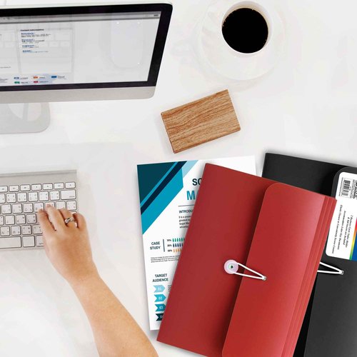 BAZIC Products Expanding File Folder 7 Pockets w/A-Z Tab Monthly Tabs, Letter Size Plastic File Pocket Folders, Office Paper Documents Organizer, 12-Pack