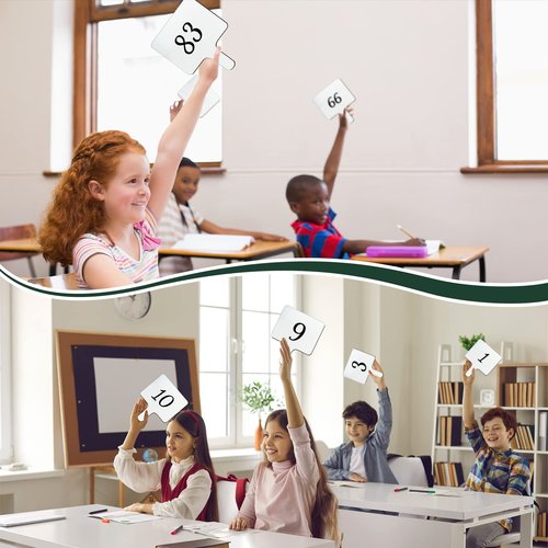 32 Pack Dry Erase Words 8"x10" Double Sided White Boards Plastic Handheld Paddles with Whiteboard Pens Erasers for Students Classroom Voting Bidding Answering(Square)