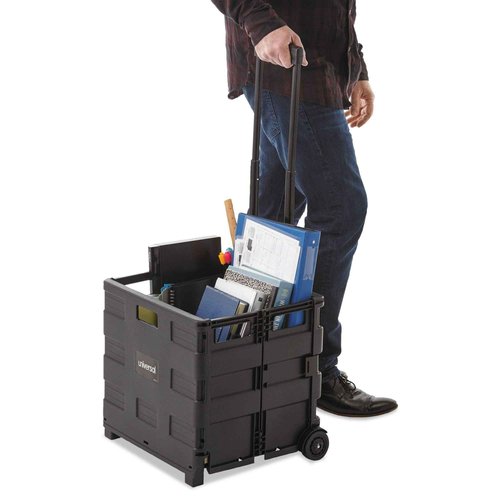 Universal Collapsible Mobile Storage Crate, 18 1/4"x15"x18 1/4" to 39 3/8", Black (14110)