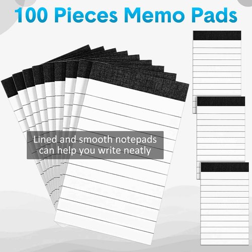 PerKoop 100 Pack Small Note Pads Refills 3 x 5 Inch Notepads Mini Lined Memo Pads with 30 Sheets in Each Notepads for Office College School Supplies