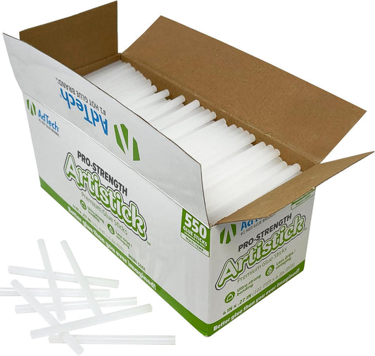AdTech Hot Glue Sticks - 4" Mini Size, White - Pack of 550 Sticks for Crafting & Repairs