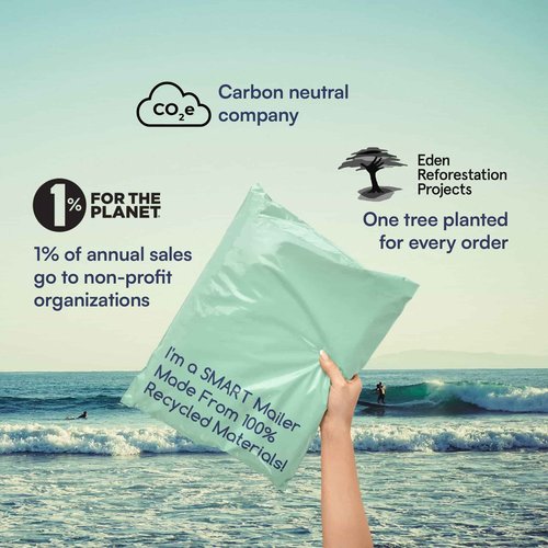 100 Count, 12x15.5 inch 100% Recycled Poly Mailers Eco Friendly Packaging Envelopes Supplies Mailing Bags 2.5 Mil Thick - SMART Mailer