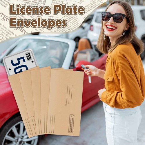 Feifeiya 200 Pcs License Plate Envelopes 13 x 6.5 Inch Brown Kraft Mailing Envelopes for License Plate Pictures Business Documents Invitation Cards (Fresh)
