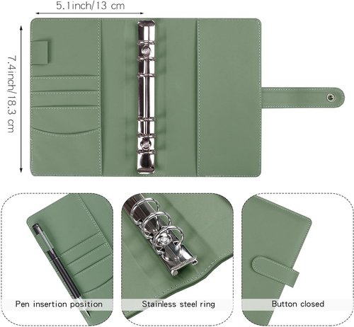 LXWHYP Money Saving Binder, Savings Challenges Book with for Cash Envelopes, 12pcs Zipper Envelopes A6 Budget Binder, Budget Planner for Managing Budgets and Saving Money -(Green-7.4IN)