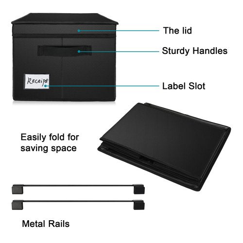 JUNDUN Fireproof File Box, Fireproof File Storage Organizer Box with Lid,Home Office Document Storage Filing Box with Handle,Portable Safe Storage Box for Legal Size Hanging Folder