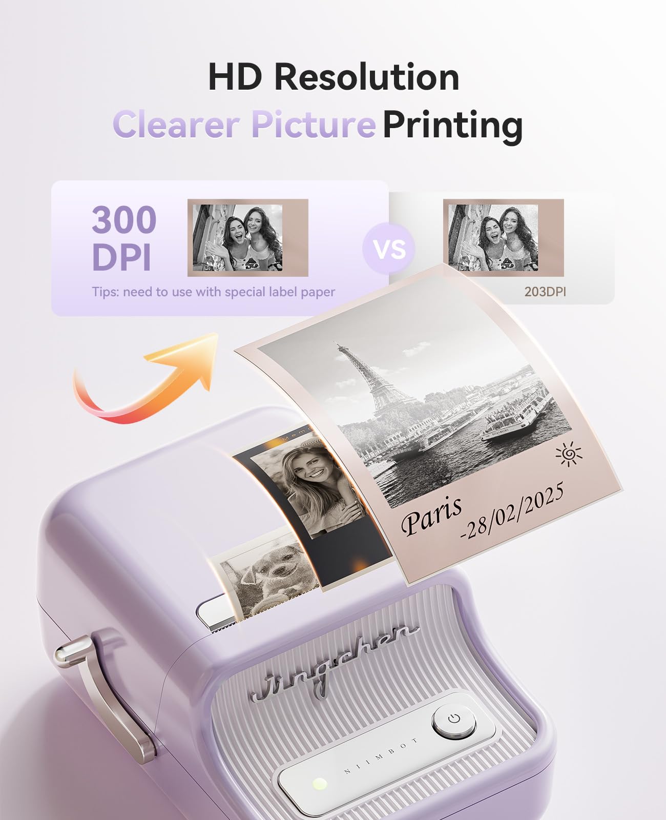 NIIMBOT B21 Pro Label Maker, 300DPI HD Label Printer, Ideal for Notes,Photos, Study Graphics, Memo Maker,50x30mm Label(Purple)