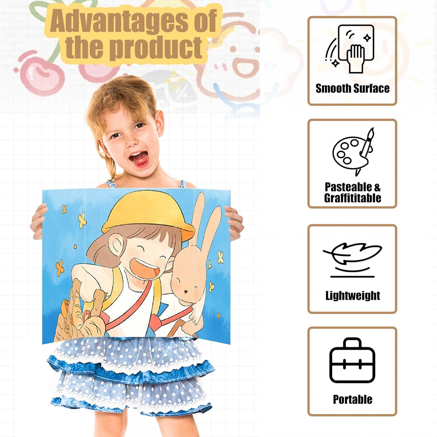 Trifold Poster Board by Regine Switzerland - 26x17 Inches White Corrugated Display Boards | 4-Pack for School & Business Projects