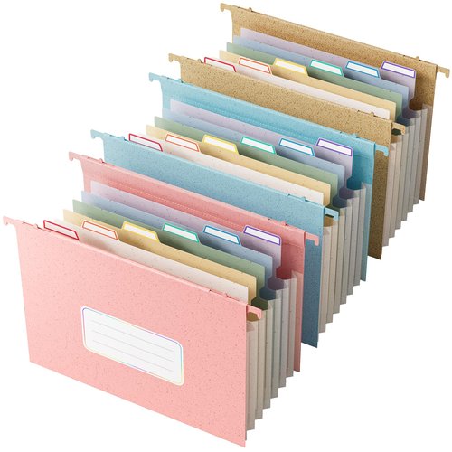 EcoStash Wheat Straw Expanding Hanging File Folders, 3 Color File Organizer, 1.2" Accordion Pockets, Large Capacity, Letter Size for Filing Cabinet, 100% BPA Free, Return to Nature, Healthy Living