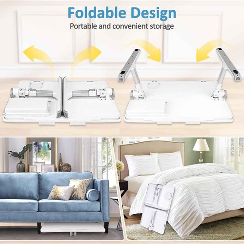 Lap Desk for Bed, Folding Laptop Stand for Bed Table, Adjustable Portable Laptop Bed Tray Desk with Storage Drawer Bookstand Cup Holder for Eating, Working, Writing in Sofa Couch Floor
