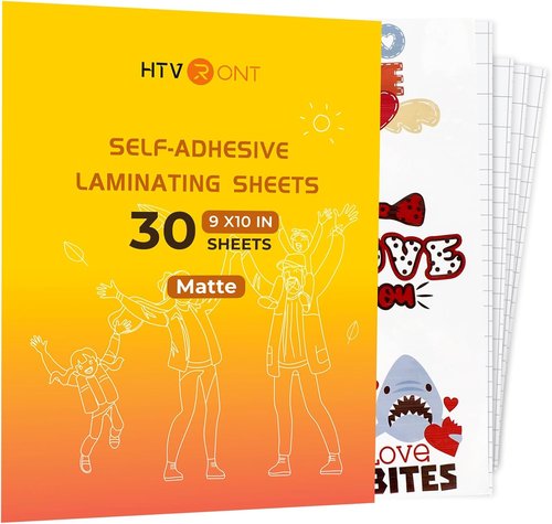 HTVRONT Laminating Sheets - 30 Pack Self-Adhesive Matte Clear Paper | 9x10 Inches, Waterproof Protection for Photos & Documents