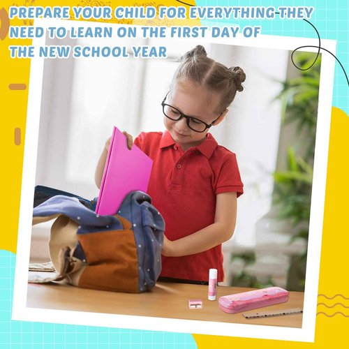 Sabary 58 Pcs Back to School Supply Bundle Kit for Girls Grades K-12, Essentials Box of Supplies Bundle, School Classroom Essentials Include Folders Notebook Pencil Pen Ruler Scissor and More(Pink)