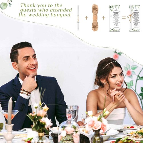 Tenceur 150 Sets Wedding Bridal Shower Pens for Guests with Thank You Cards and Twine Wedding Reception Party Favors Retractable Ballpoint Pens Bulk Black Ink for Proposal Bachelor Party Supplies