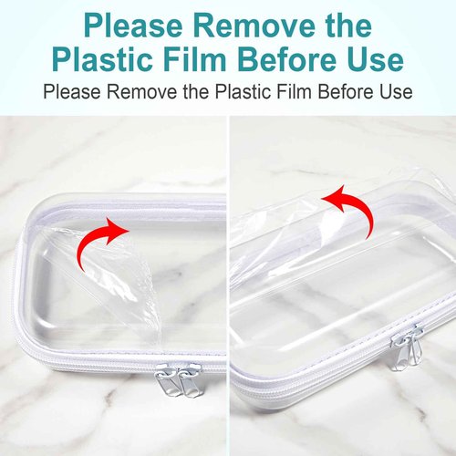 Qiyaz 15 Pcs Clear Hard Shell Zipper Case Plastic Bins Transparent Double Zippers Hard Pouch Clear Plastic Storage Box Containers for Building Blocks Cosmetics, Puzzles(7.5 x 4 Inches)