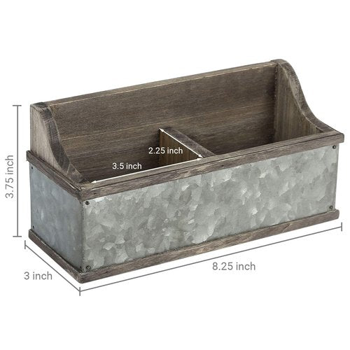 MyGift Magnetic Reclaimed Style Wood & Rustic Galvanized Metal Dry Erase Whiteboard Markers Holder Rack, Home Office Supplies Organizer Box