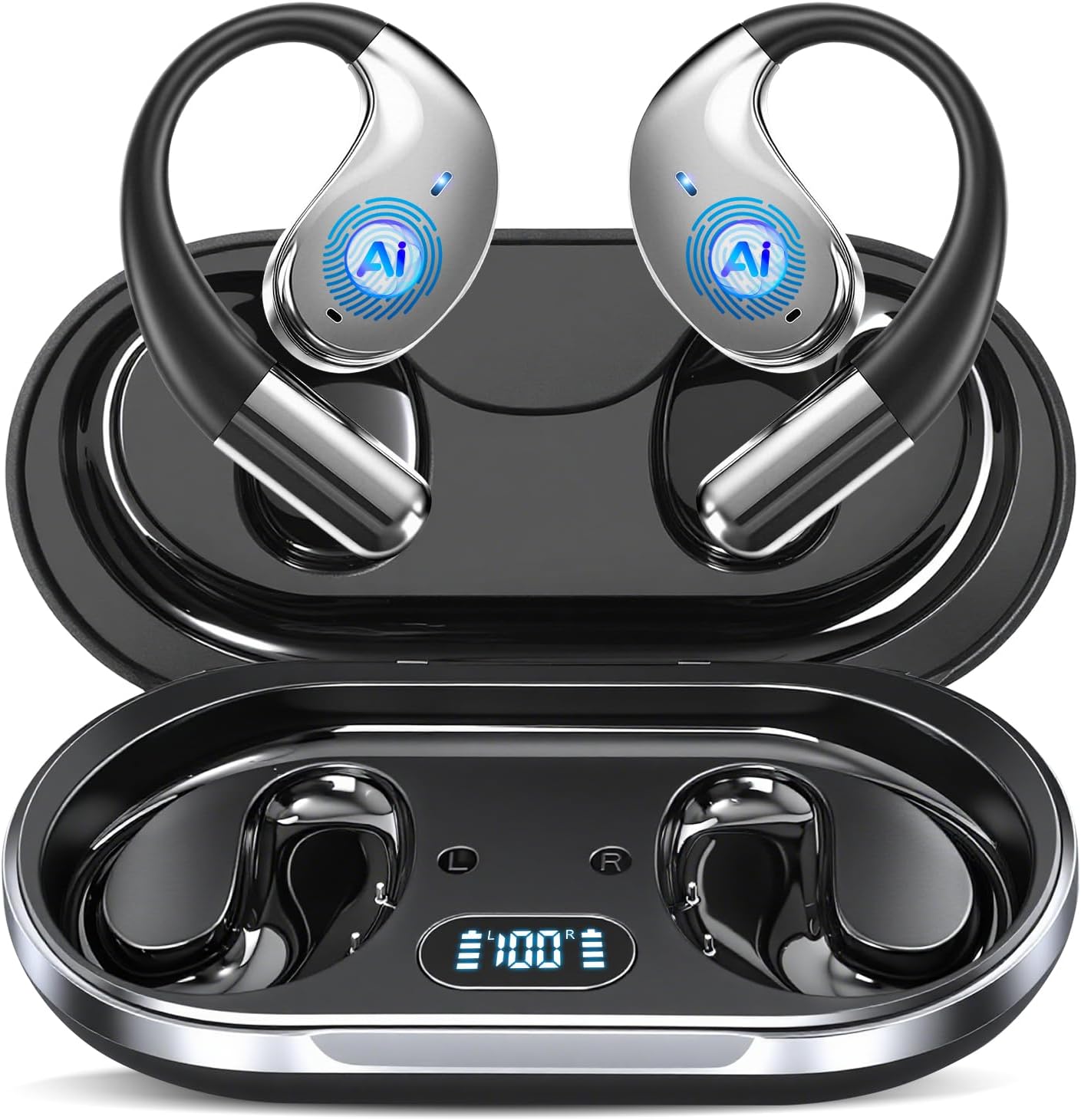 Skiennix AI Translation Earbuds - Real-Time 164 Language Translator | 80H Playtime, Wireless Bluetooth Headphones for Travel & Business - Black