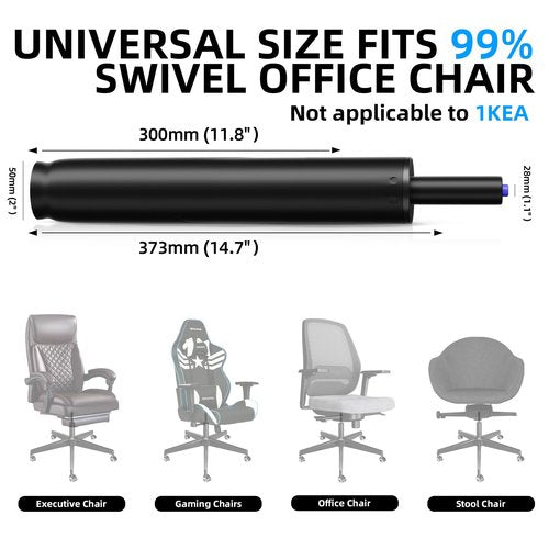 Sytopia Office Chair Cylinder Replacement, Heavy Duty Pneumatic Gas Lift, Desk and Gaming Chairs, Universal Fit, 14.6 to 22.2 Inch