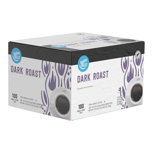 Happy Belly Dark Roast Coffee Pods - Compatible with Keurig 2.0 | 100 Count Pods
