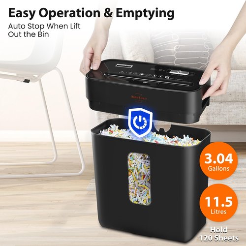 VidaTeco Shredder for Home Use 8-Sheet Cross-Cut Paper Shredder with P-4 Higher Security,Shred Card/Clip/Staple,Small Document Shredding Machine for Home Office Heavy Duty with Jam Proof,3.04-Gal Bin